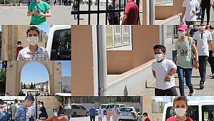 Midyat'ta sosyal mesafeli ve maskeli LGS heyecanı 