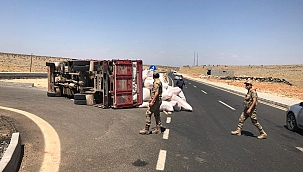 İdil'de saman yüklü kamyonet devrildi: Bir yaralı 