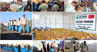 Umut Kervanı, Suriye'de yüzlerce aileye yakacak ve sıcak yemek dağıtımında bulundu