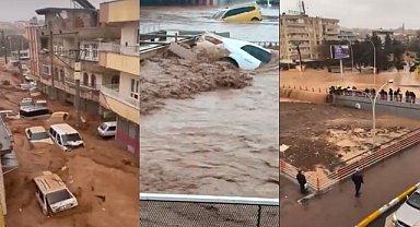 Şanlıurfa'da araçlar sele kapıldı, cadde ve sokaklar nehre döndü