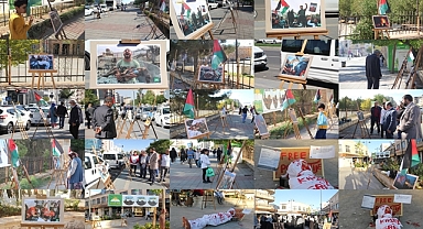 Gazze'de yaşanan katliam, Midyat'ta resim sergisi ile anlatılıyor 