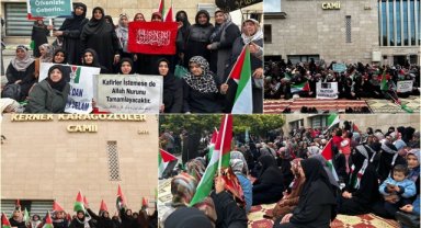 Kadınlar, Gazze'de yaşanan soykırıma "sessiz çığlık" ile tepki gösterdi