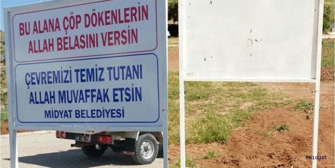 Belediyenin 'dualı ve beddualı' tabelaları silindi