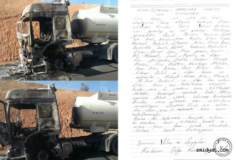 Tehdit bildirisi dağıtan PKK araç yaktı